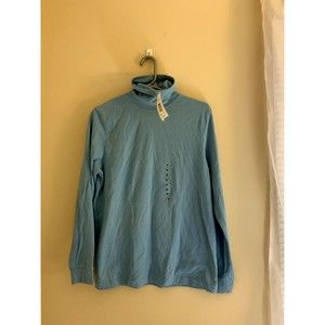 NWT Fieldgear Women's Medium Blue Long Sleeve Turtleneck Sweater Blouse Cotton